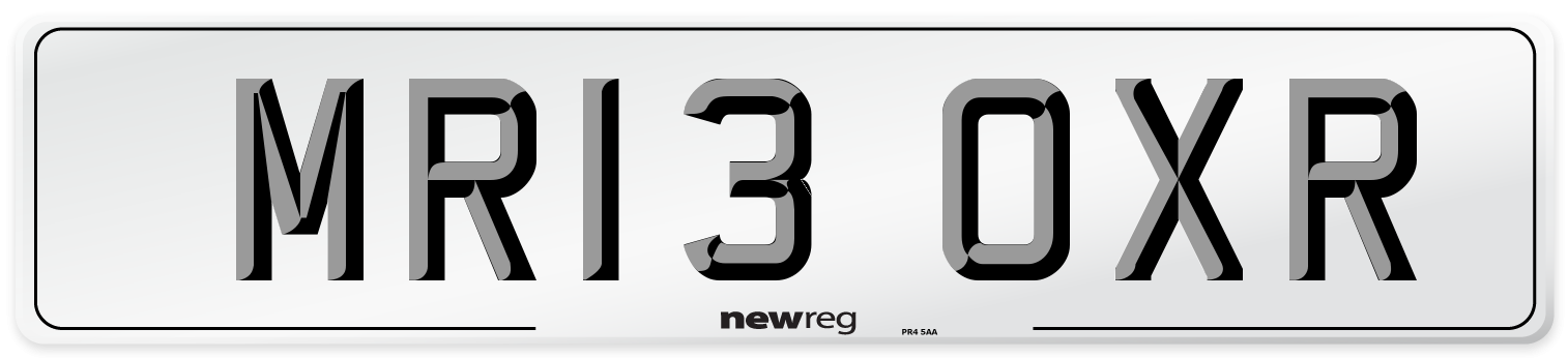 MR13 OXR Number Plate from New Reg